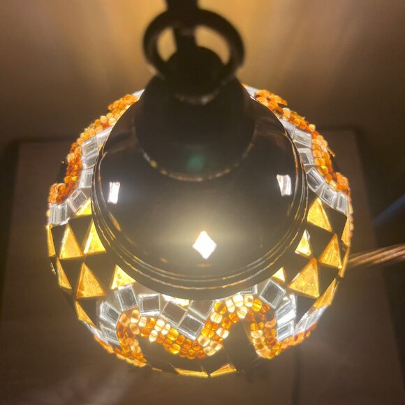 Mosaic Table Lamp White  Bedside Lampshade Light - Picture 12 of 14